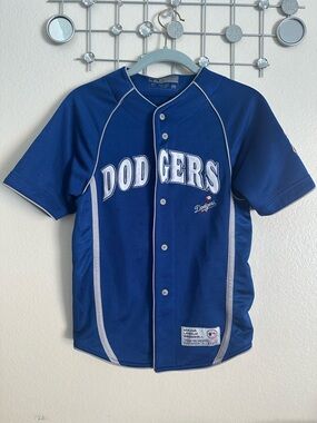 MLB Los Angeles Dodgers Kids Blue Button-Front Baseball Jersey